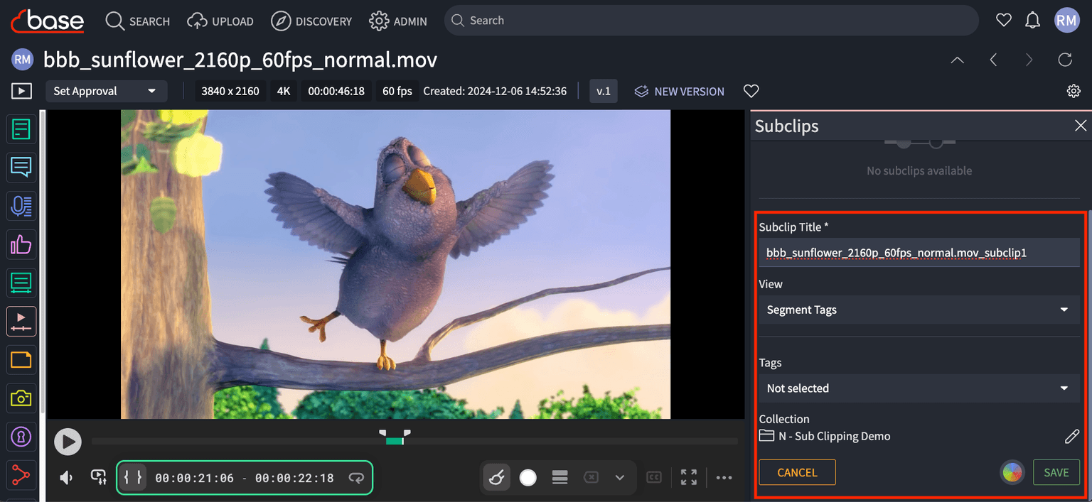 create subclip