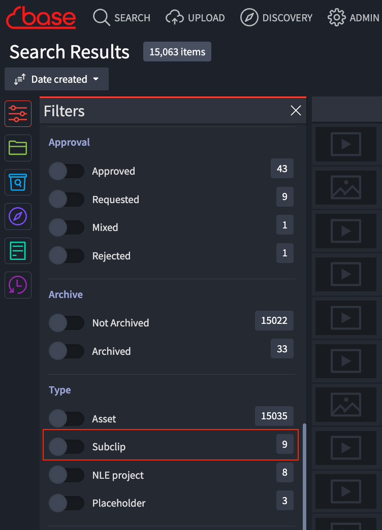 searching subclips