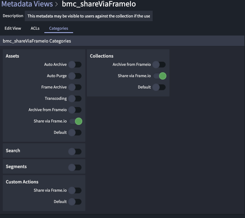 Image 11.1 - Metadata View Categories